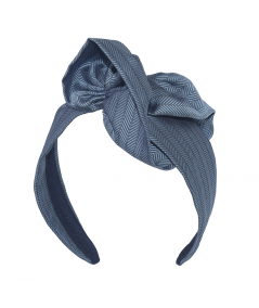 Blue Herringbone Tulip Turban Headband