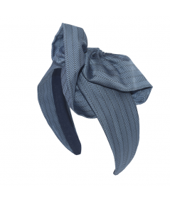 Blue Herringbone Tulip Turban Headband