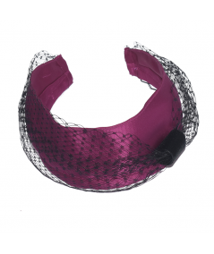 Fuchsia Satin and Veiling Carousel Turban Headband
