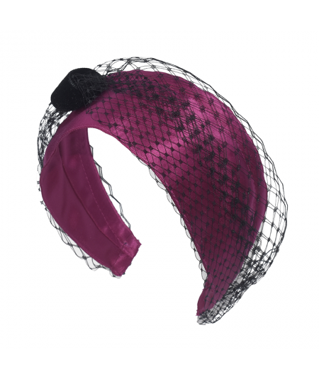 Fuchsia Satin and Veiling Carousel Turban Headband