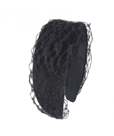 Black Velvet and Veiling Basic Headband