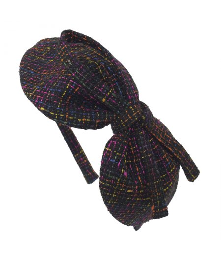 Times Square Raw Silk Tweed Marie Bow Heaband