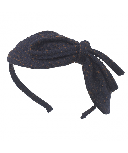 Navy And Rust Winter Dots Boucle or Tweed Side Bow Headband