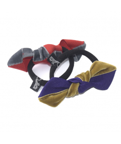 Red with Gris Fonce - Purple with Nuss Combo Two-Tone Knot Ponytail Elastic
