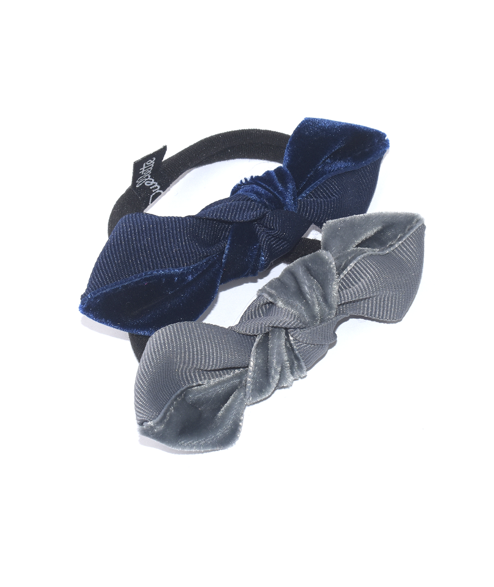 Navy with Navy - Grey with Gris Fonce Two-Tone Knot Ponytail Elastic