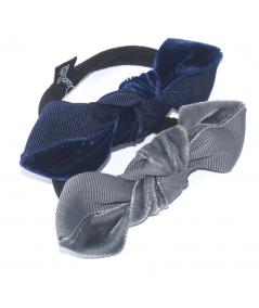 Navy with Navy - Grey with Gris Fonce Two-Tone Knot Ponytail Elastic
