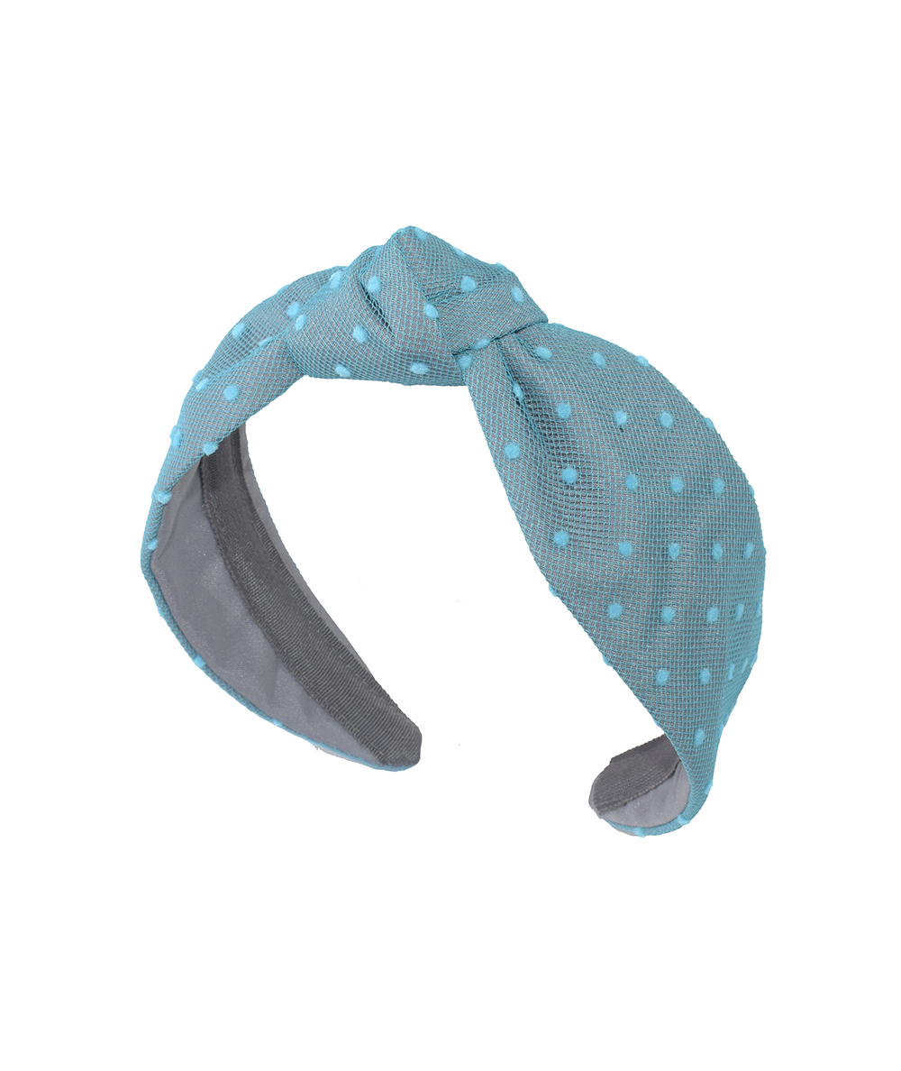 Turquoise Dotted Tulle Harlow Turban Headband