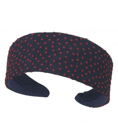 Navy with Red Dots Dotted Tulle Wide Headband