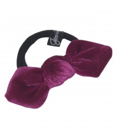 Raspberry Velvet Fabric Knots Ponytail Holder