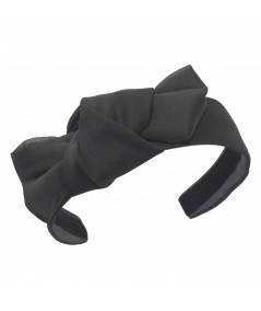 Charcoal Silk Chiffon with Fortune Cookie Tie Headpiece