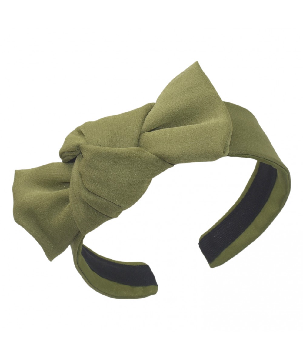 Olive Silk Chiffon with Fortune Cookie Tie Headpiece