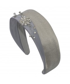 Grey Satin with Light Gold Metallic Tule and Sparkle Detail Princess Headband
