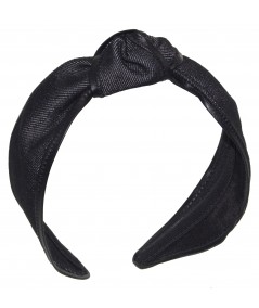 Black Denim with Black Leather Bind Turban