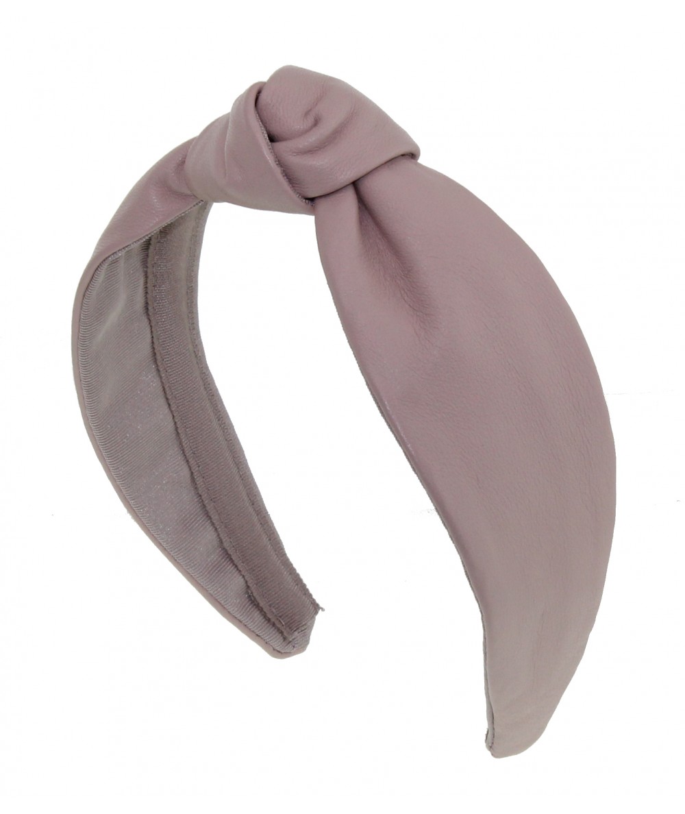 Pale Pink Leather Center Knot Turban