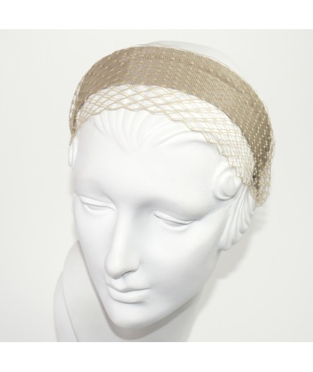 Pecan Grosgrain Texture with Veiling Wide Headband