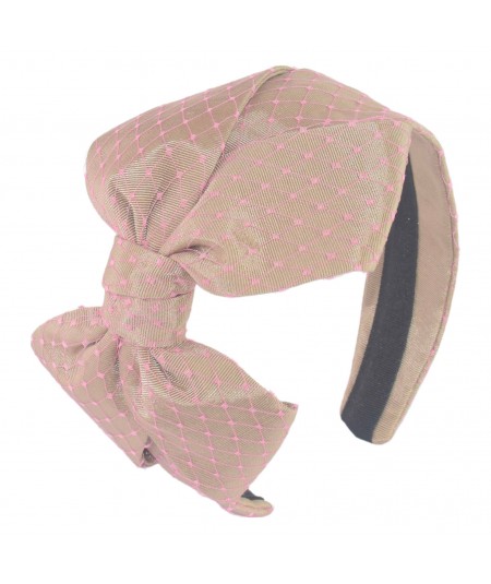 Pecan Hot Pink Veiling Carolina Bow Headband