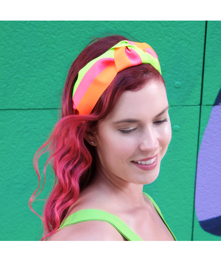 Tricolor Neon Bacall Turban Headband