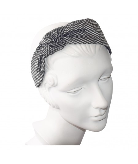 Black Tonal Silk Print Lana Turban Headband
