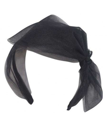 Black Tulle Side Bow Headband