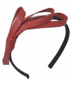 Warm Red Leather Side Bow Headband