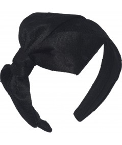 Black with Black Dotted Tulle Carolina Bow Headband