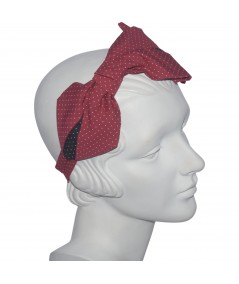 Two Toned Cotton Bow Headpiece Red Navy