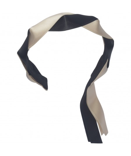 Satin Two Toned Braid Headband with Tassel