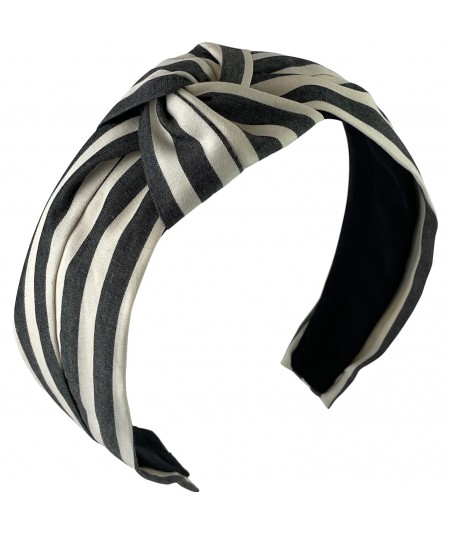 Black/Cream Stripe Cotton Center Turban Headband