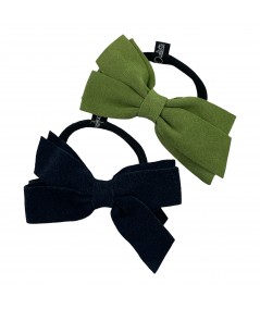 Navy - Kelly Suede Double Bow Pony