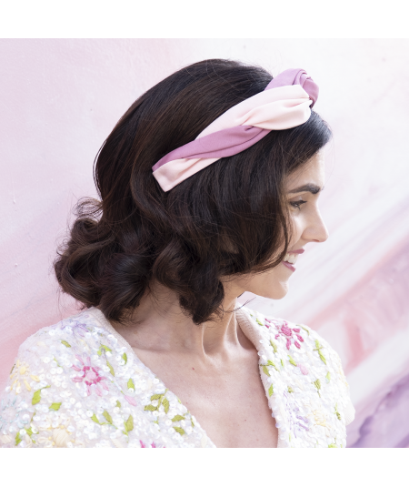 Blush Pale Pink Bengaline Two Toned Twist Turban Headband