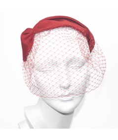 Red Cardinal Grosgrain Texture Twist Face veil
