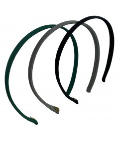 Hunter Green - Steel Grey - Black Grosgrain Basic Headband