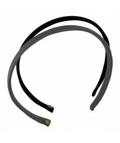 Black - Steel Grey Grosgrain Basic Headband