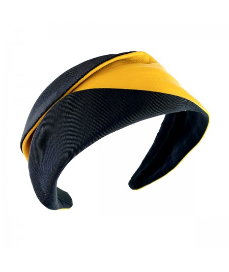 Black Bengaline with sun yellow leather headband
