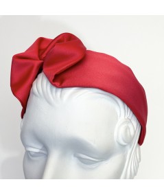 Red Satin Side Flower Extra Wide Headband