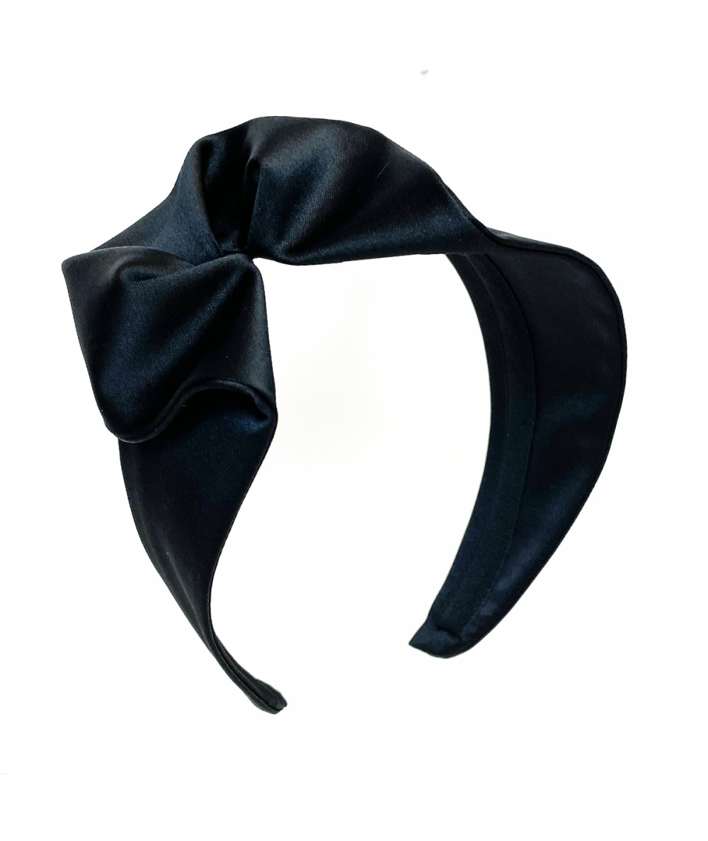 Black Satin Side Flower Extra Wide Headband