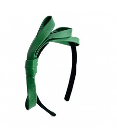Kelly Green Leather Bow Headband