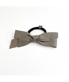 Taupe Leather Bow Ponytail Holder
