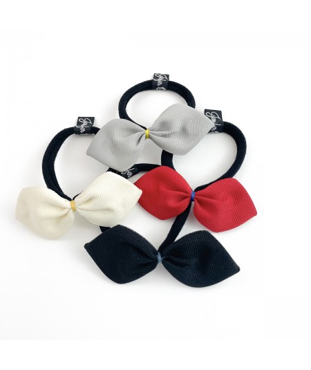 Grey with Yellow - Cream with Yellow - Red with Royal - Black with Pigeon Grosgrain Kiss Hair Elastic