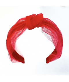 Red Tulle Center Turban Headband