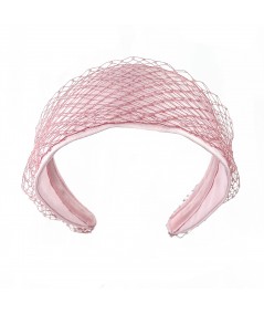 Pink satin covered veiling extra wide headband