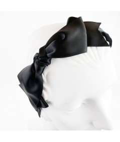Black Satin Ribbon Side Bow Detail Headband