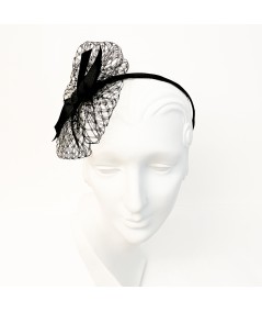 Pom Pom Veiling Headband with Grosgrain knot