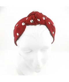 Red Grosgrain Texture Studded Blair Headband