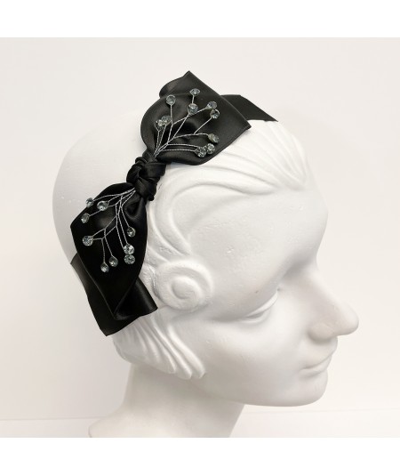 Black Satin Side Bow with Cosmic Spray Headband