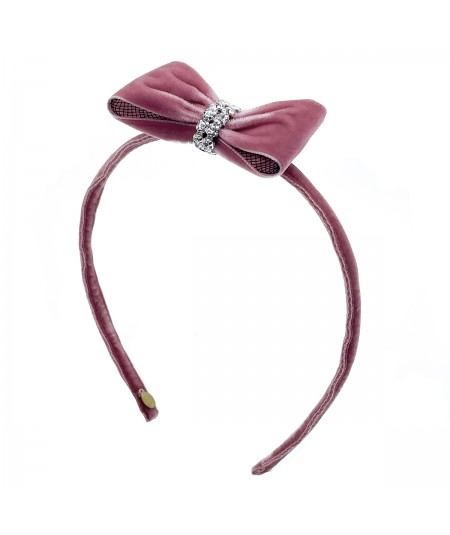 Alta Rosa Small Velvet Bow with Rhinestone Trim Headband