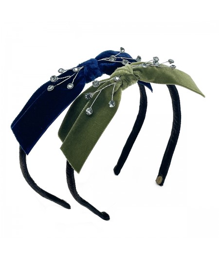 Navy - Moss Velvet Bow Cosmic Spray Headband