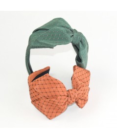Hunter with Brown &  Orange with Black Brown Veiling Side Bow Headband