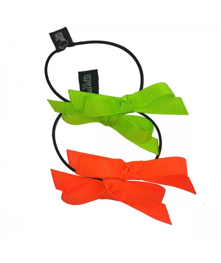 Green - Orange Double Neon Bow Hair Accessory