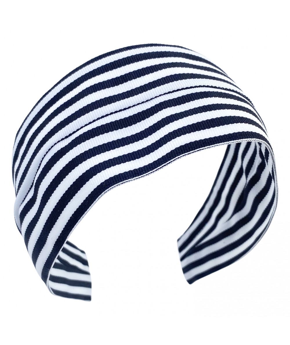 Black-White Grosgrain Stripe Extra Wide Headband